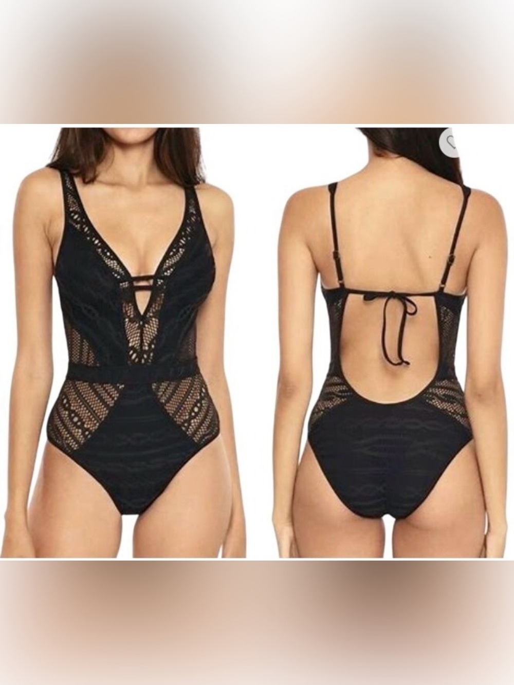 Becca rebecca virtue show and tell crochet one piece swimsuit NWT